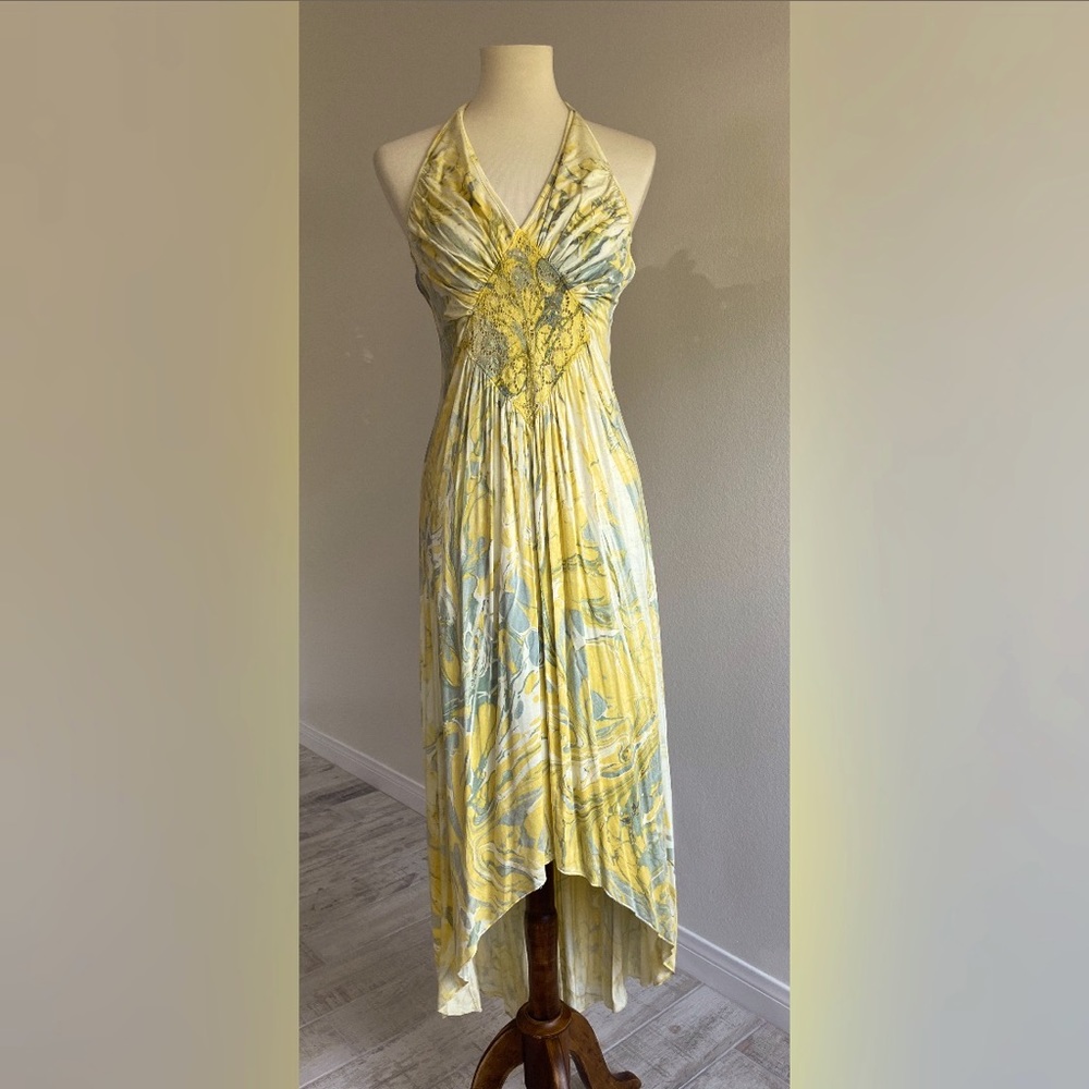 Michelle Jonas yellow high-low dress. Size M. New